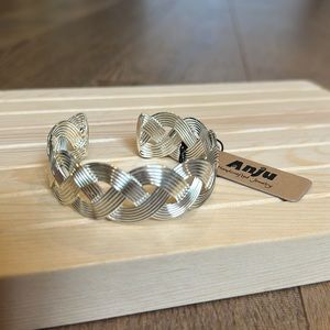 Adjustable Silver-Plated Cuff - Braid Design